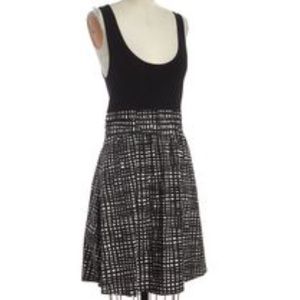 THEORY Black Geometric Fit & Flare Dress Size 2